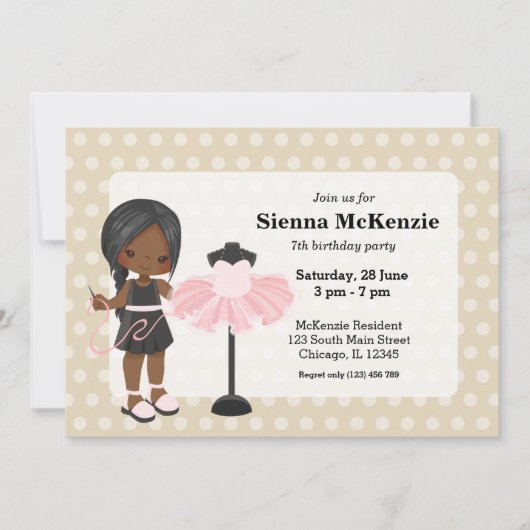 Nähmädchen Einladung (Vorderseite)