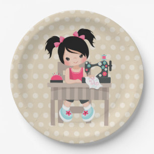 Nähmädchen Pappteller