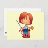 Nähmädchen Postkarte (Vorne/Hinten)