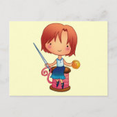 Nähmädchen Postkarte (Vorderseite)