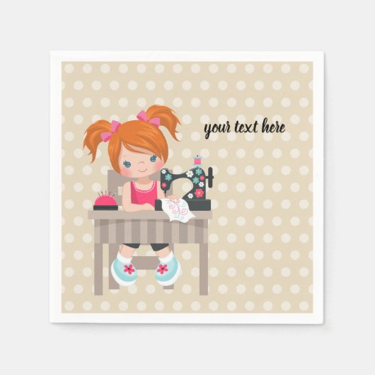 Nähmädchen Serviette (Vorderseite)