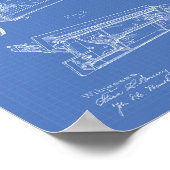 Nähmaschine 1885 Patentart - Blueprint Poster (Ecke)