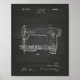 Nähmaschine 1946 Patent Kunst Tafelbild Poster