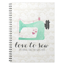 Nähmaschine auf Shabby Chic Lace & Burlap Notizblock