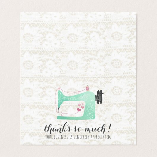 Nähmaschine auf Shabby Chic Spitze Vielen Dank (Außenseite Aufgefaltet)