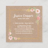 Nähmaschine — Blumenfaser-Visitenkarte Quadratische Visitenkarte (Rückseite)