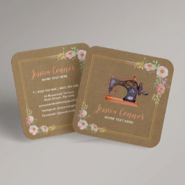 Nähmaschine — Blumenfaser-Visitenkarte Quadratische Visitenkarte