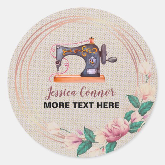 Nähmaschine Cream Off-White Background Runder Aufkleber (Vorderseite)