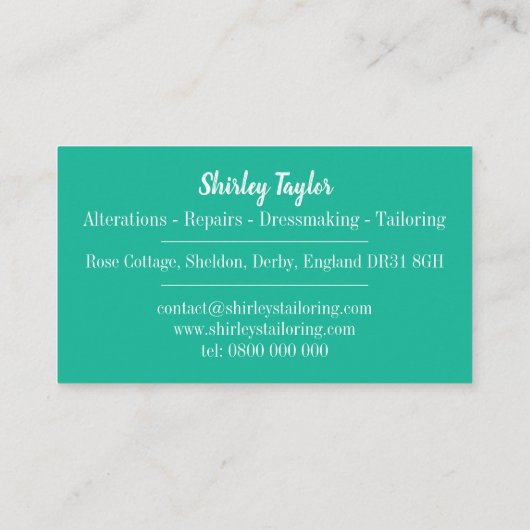 Nähmaschine Dressmaker Seamstress Schneider Visitenkarte (Rückseite)