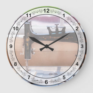 Nähmaschine - Ein Stich zur rechten Zeit Große Wanduhr