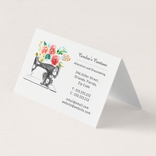 Nähmaschine Floral Schneider Visitenkarten (Vorderseite)