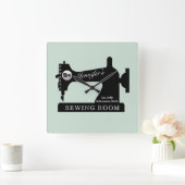 Nähmaschine für Seamstress-Quilternähte Quadratische Wanduhr (Zuhause)