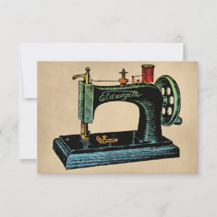 Nähmaschine Grußkarte Bunt Vintage Karte