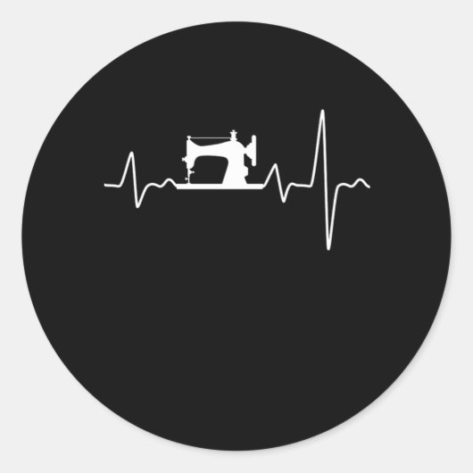 Nähmaschine Herzschlag Quilt Steppgeflecht G Runder Aufkleber (Vorderseite)