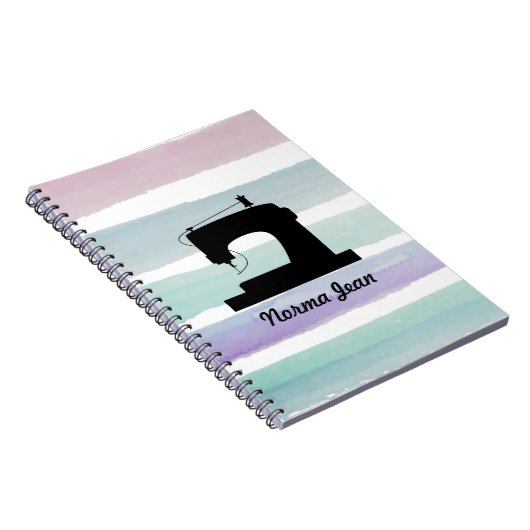 Nähmaschine / Ihr Name Wasserfarbe gestrichen Notizblock (Rechte Seite)
