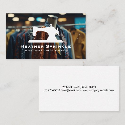 Nähmaschine | Kleidung Visitenkarte (Vorne/Hinten)