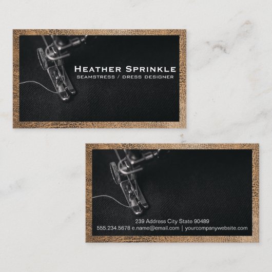 Nähmaschine | Leather Border Visitenkarte (Vorne/Hinten)