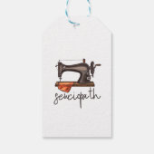 Nähmaschine Minimalistisches Zitat von Sewciopath Geschenkanhänger (Rückseite)