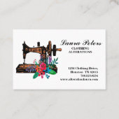 Nähmaschine mit Blume Kleidungsänderung Visitenkarte (Vorderseite)