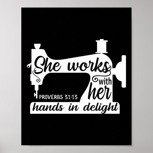 Nähmaschine, mit der sie in der Nacht mit ihren Hä Poster (Vorne)