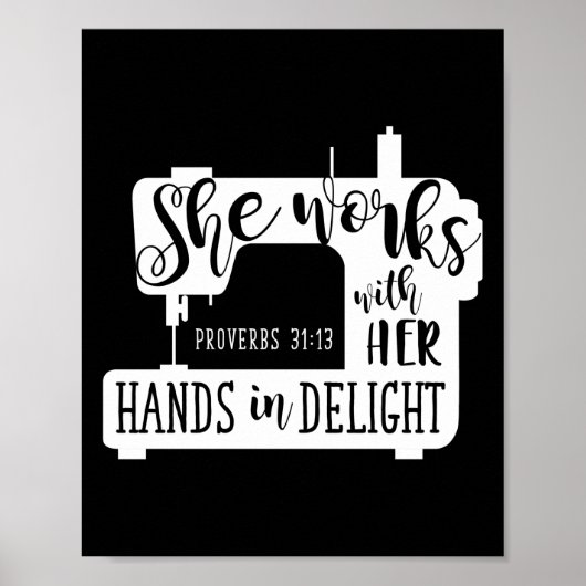 Nähmaschine, mit der sie in der Nacht mit ihren Hä Poster (Vorne)