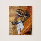 Nähmaschine mit orange Faden Puzzle (Vertikal)