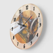 Nähmaschine mit orangefarbenem Thread Große Wanduhr (Winkel)