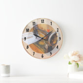 Nähmaschine mit orangefarbenem Thread Große Wanduhr (Zuhause)
