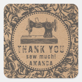 Nähmaschine Papier mit floralen Kraft Quadratischer Aufkleber