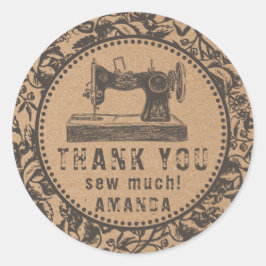 Nähmaschine Papier mit floralen Kraft Runder Aufkleber