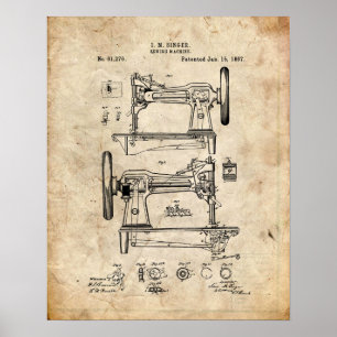 Nähmaschine-Patent Poster