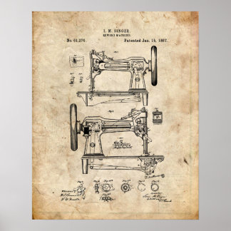 Nähmaschine Patent Poster