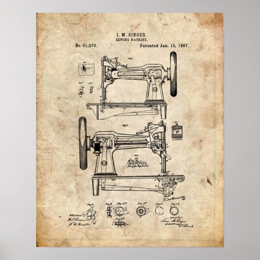 Nähmaschine Patent Poster (Vorne)
