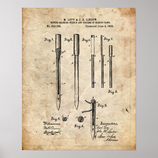 Nähmaschine Patent Poster (Vorne)
