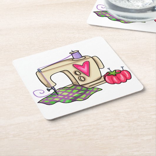 Nähmaschine Rechteckiger Pappuntersetzer (angewinkelt)