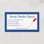 Nähmaschine Repariert blaue Visitenkarte (Vorderseite)