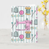 Nähmaschine - rosa Handarbeit nähen Karte (Gelbe Blume)