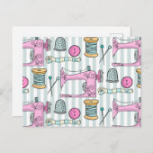 Nähmaschine - rosa Handarbeit nähen Postkarte (Vorne/Hinten)