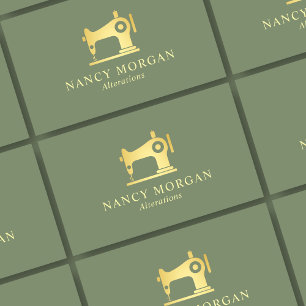 Nähmaschine Sage Green and Gold Business Card Visitenkarte