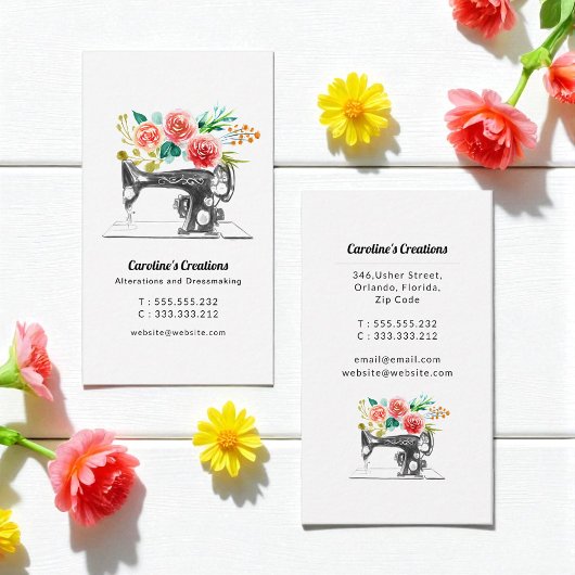 Nähmaschine Schwarz-weiß Red Tailor Visitenkarte