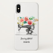 Nähmaschine Schwarz-weiß Schneiderquilter Case-Mate iPhone Hülle (Rückseite)