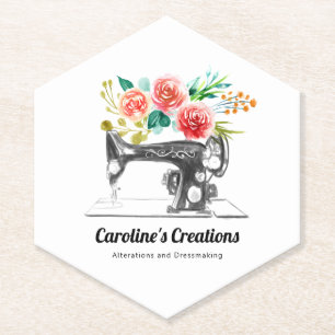 Nähmaschine Schwarz-weiß Seamstress Schneider Untersetzer