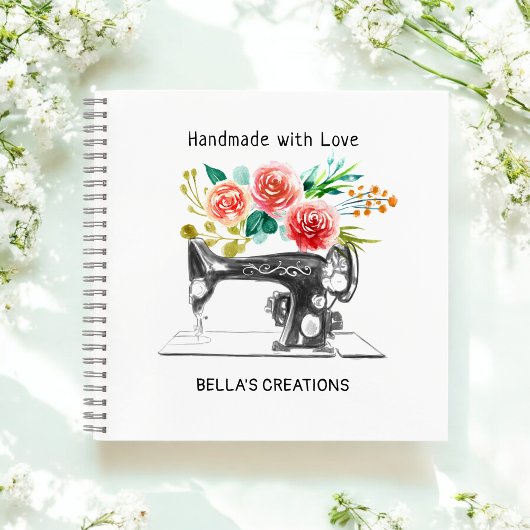 Nähmaschine Schwarz-weißer Handschuhmacher Notizblock