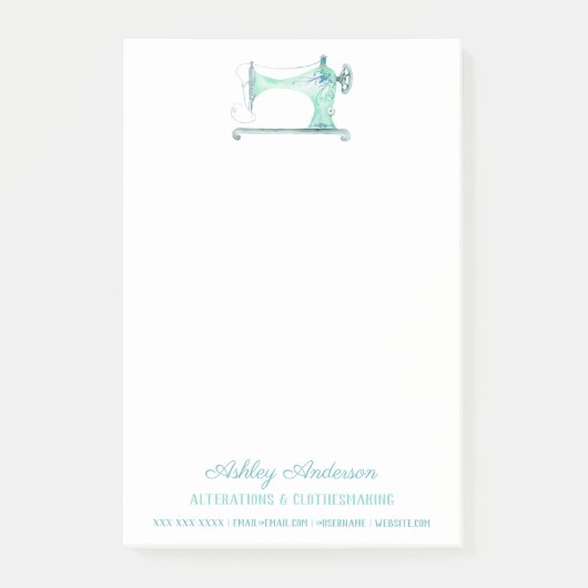 Nähmaschine Seamstress Wasserfarbe Post-it Klebezettel (Vorderseite)