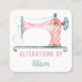 Nähmaschine Seamstress Wasserfarbe Quadratische Visitenkarte