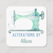Nähmaschine Seamstress Wasserfarben Quadrat Busine Quadratische Visitenkarte (Vorderseite)