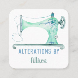 Nähmaschine Seamstress Wasserfarben Quadrat Busine Quadratische Visitenkarte