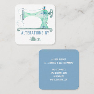 Nähmaschine Seamstress Wasserfarben Quadrat Busine Quadratische Visitenkarte