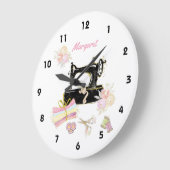 Nähmaschine und Gewebe Große Wanduhr (Winkel)