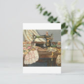 Nähmaschine und Kleid Postkarte (Stehend Vorderseite)